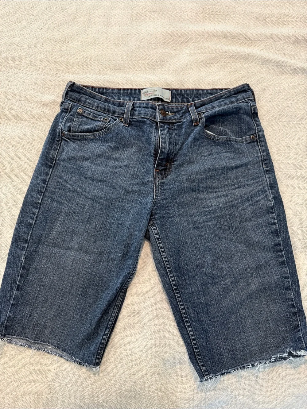 Levi's Dark Blue Mid Rise Cutoff Jean Shorts